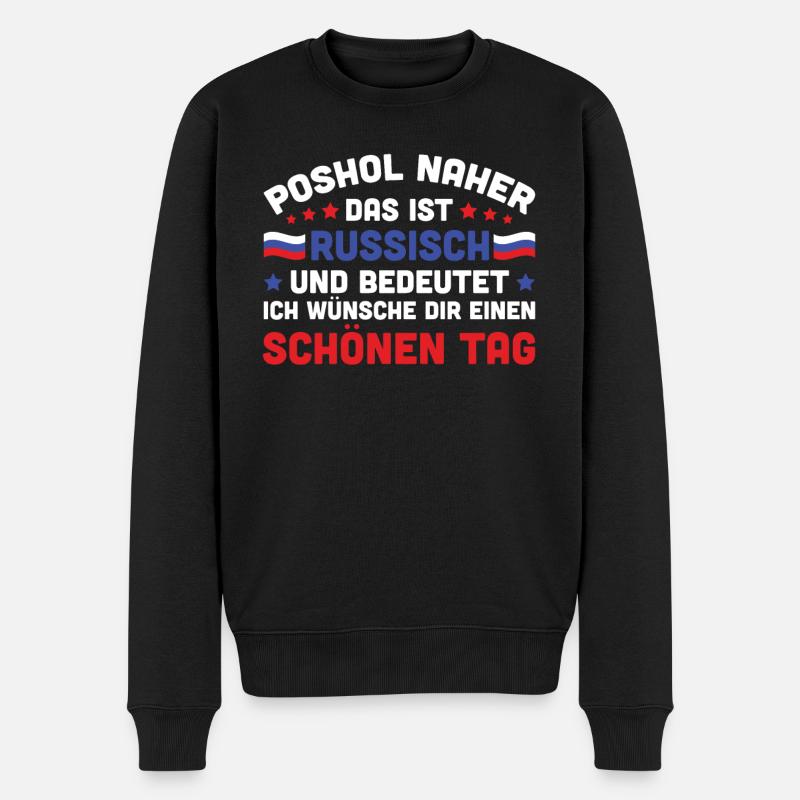Lustiges Russland Geschenk Russisch - Männer Premium Bio Pullover - Schwarz