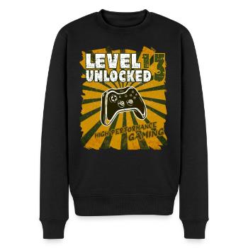 Level 13 Unlocked - Zocker Gamer 13 Geburtstag - Männer Premium Bio Pullover - Schwarz - Vorne - Nico (187cm)