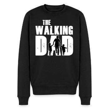 Le papa qui marche - Cadeau de fête des pères papa père - Pull Premium bio Homme - noir - Devant - Nico (187cm)