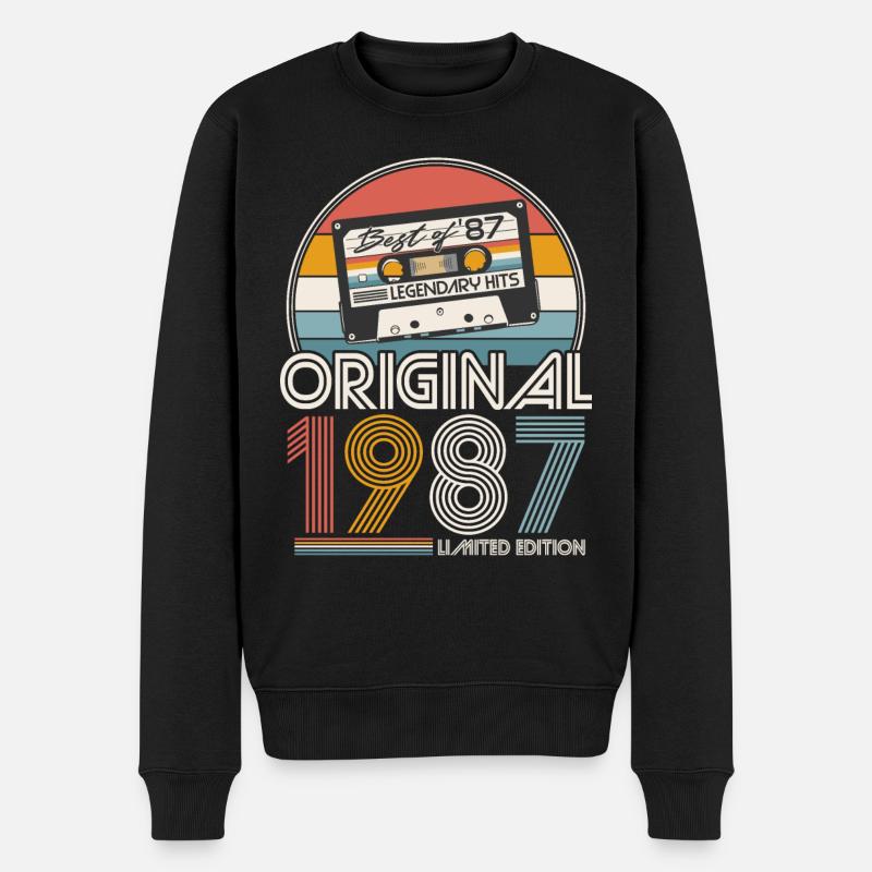 1987 Vintage Anniversaire Rétro Cadeau - Pull Premium bio Homme - noir