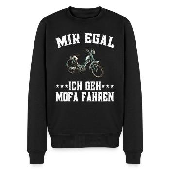 Mir egal ich geh Mofa fahren - Moped fahren - Männer Premium Bio Pullover - Schwarz - Vorne - Nico (187cm)