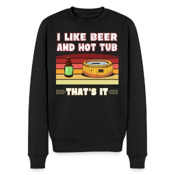 I like beer and Hot Tub - Pool Bier trinken - Männer Premium Bio Pullover - Schwarz - Vorne - Nico (187cm)