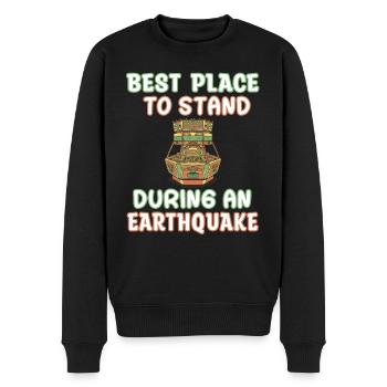 Meilleur endroit pour se tenir debout pendant un tremblement de terre - Pull Premium bio Homme - noir - Devant - Nico (187cm)