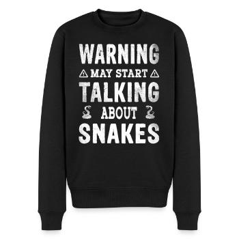 Warning may start talking about Snakes - Männer Premium Bio Pullover - Schwarz - Vorne - Nico (187cm)
