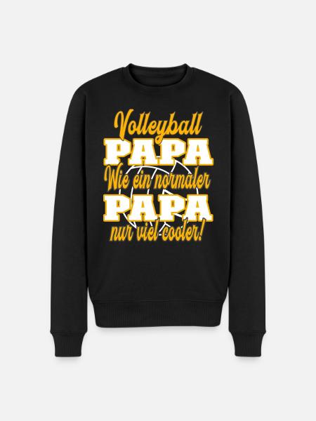 Volleyball Papa wie ein normaler Papa nur cooler - Männer Premium Bio Pullover - Schwarz