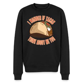 I wonder if tacos think about me too - Taco - Männer Premium Bio Pullover - Schwarz - Vorne - Nico (187cm)