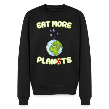 Mangez plus de plantes - Mangez plus de planètes - Pull Premium bio Homme - noir - Devant - Nico (187cm)