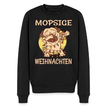 Mopsige Weihnachten - Dabbing Mops - Männer Premium Bio Pullover - Schwarz - Vorne - Nico (187cm)