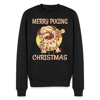 Merry Puging Christmas - Dabbing Mops - Männer Premium Bio Pullover - Schwarz - Vorne - Nico (187cm)
