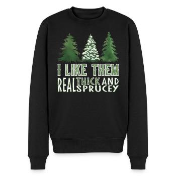 Je les aime vraiment épais et épicéa - Noël - Pull Premium bio Homme - noir - Devant - Nico (187cm)