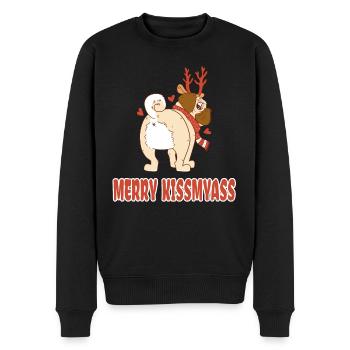 Merry Kissmyass Mops Besitzer Weihnachten - Männer Premium Bio Pullover - Schwarz - Vorne - Nico (187cm)
