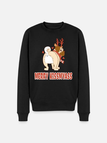 Merry Kissmyass Mops Besitzer Weihnachten - Männer Premium Bio Pullover - Schwarz