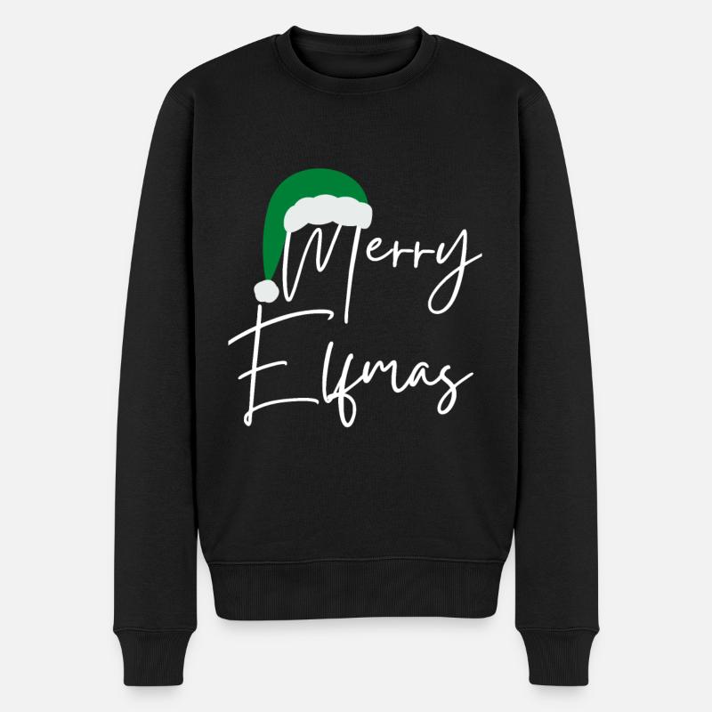 Merry Elfmas - Männer Premium Bio Pullover - Schwarz