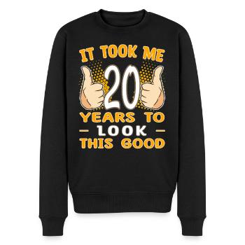 It took me 20 years to look this good - 20 Jahre - Men's Premium Organic Jumper - black - Front - Nico (187cm)