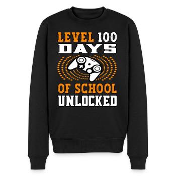 Level 100 Days of school unlocked orange - Men's Premium Organic Jumper - black - Front - Nico (187cm)