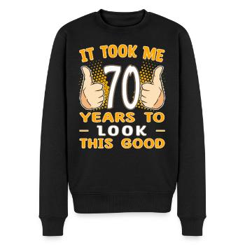 Il m’a fallu 70 ans pour avoir l’air aussi bien - 70 Jahre - Pull Premium bio Homme - noir - Devant - Nico (187cm)