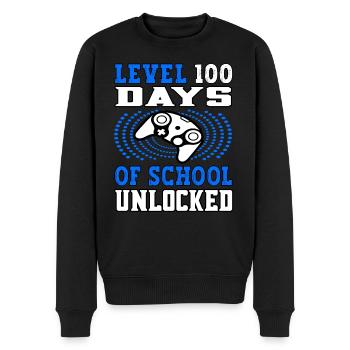 Level 100 Days of school unlocked blue - Men's Premium Organic Jumper - black - Front - Nico (187cm)