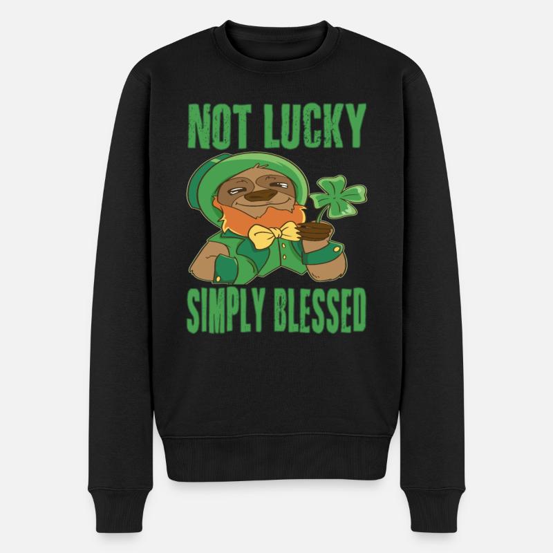 Not lucky - St. Patricks Day - Männer Premium Bio Pullover - Schwarz