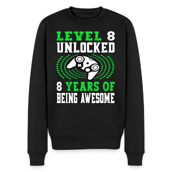 Level 8 unlocked 8 years old - 8 birthday green - Men's Premium Organic Jumper - black - Front - Nico (187cm)