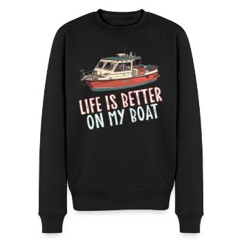 Life is better on my boat - Boat Captain Ship - Men's Premium Organic Jumper - black - Front - Nico (187cm)