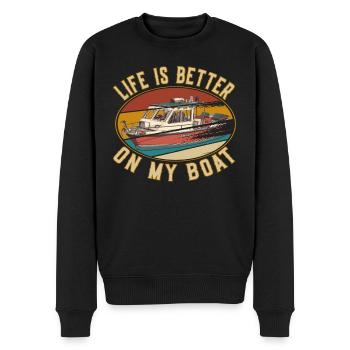 Retro Life is better on my boat Boat Captain - Men's Premium Organic Jumper - black - Front - Nico (187cm)
