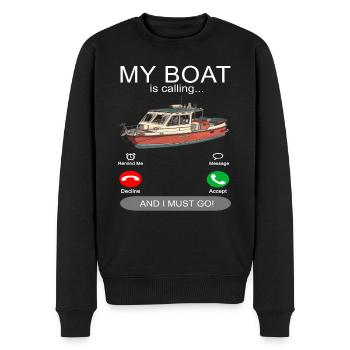 My boat is calling white - Boot Kapitän - Men's Premium Organic Jumper - black - Front - Nico (187cm)