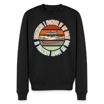 Old Retro sometimes I wonder if my boat - boot - Men's Premium Organic Jumper - black - Front - Nico (187cm)