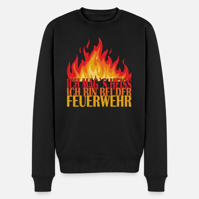 Ich mag`s heiss, ich bin bei der Feuerwehr - Männer Premium Bio Pullover - Schwarz