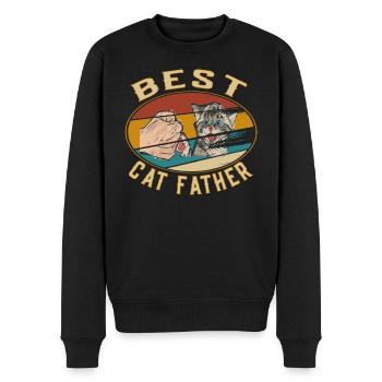 Rétro Vintage Best Cat Father - Cat Cat Daddy - Pull Premium bio Homme - noir - Devant - Nico (187cm)