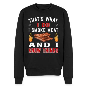 That's what I do I smoke meat - Grillen Ribs BBQ - Männer Premium Bio Pullover - Schwarz - Vorne - Nico (187cm)