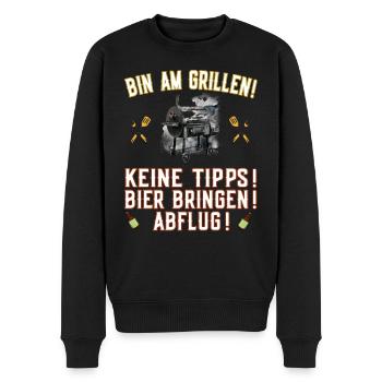 Bin am Grillen - Bier bringen - Griller Smoker BBQ - Männer Premium Bio Pullover - Schwarz - Vorne - Nico (187cm)