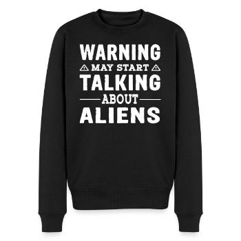 Avertissement peut commencer à parler d’extraterrestres - Ovni - Pull Premium bio Homme - noir - Devant - Nico (187cm)
