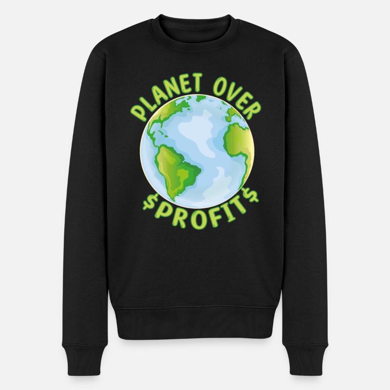 Planet over profit - Earth Day Klimawandel - Männer Premium Bio Pullover - Schwarz