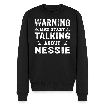 Warning may start talking about Nessie - Männer Premium Bio Pullover - Schwarz - Vorne - Nico (187cm)