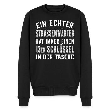 Ein echter Straßenwärter - Bauhof - Strassenwärter - Männer Premium Bio Pullover - Schwarz - Vorne - Nico (187cm)