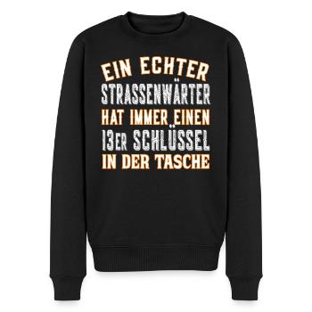 Ein echter Strassenwärter Meisterei Straßenwärter - Männer Premium Bio Pullover - Schwarz - Vorne - Nico (187cm)