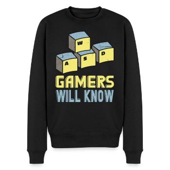 WASD Gamer will know - Gaming Gamer Geek - Männer Premium Bio Pullover - Schwarz - Vorne - Nico (187cm)