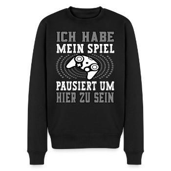 Ich habe mein Spiel pausiert Gamer Online Spieler - Männer Premium Bio Pullover - Schwarz - Vorne - Nico (187cm)
