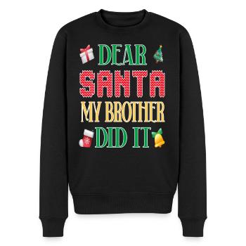 Cher Père Noël mon frère l’a fait - Noël - Pull Premium bio Homme - noir - Devant - Nico (187cm)