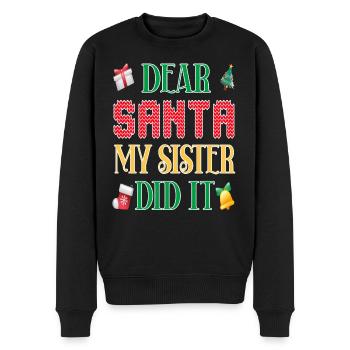 Cher Père Noël ma soeur l’a fait - Noël - Pull Premium bio Homme - noir - Devant - Nico (187cm)