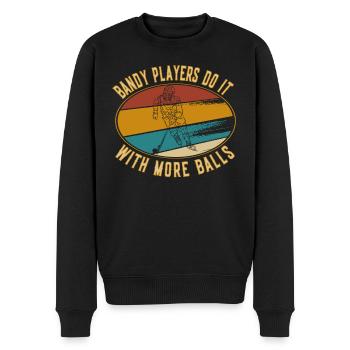 Retro Bandy Players do it with more balls - Männer Premium Bio Pullover - Schwarz - Vorne - Nico (187cm)