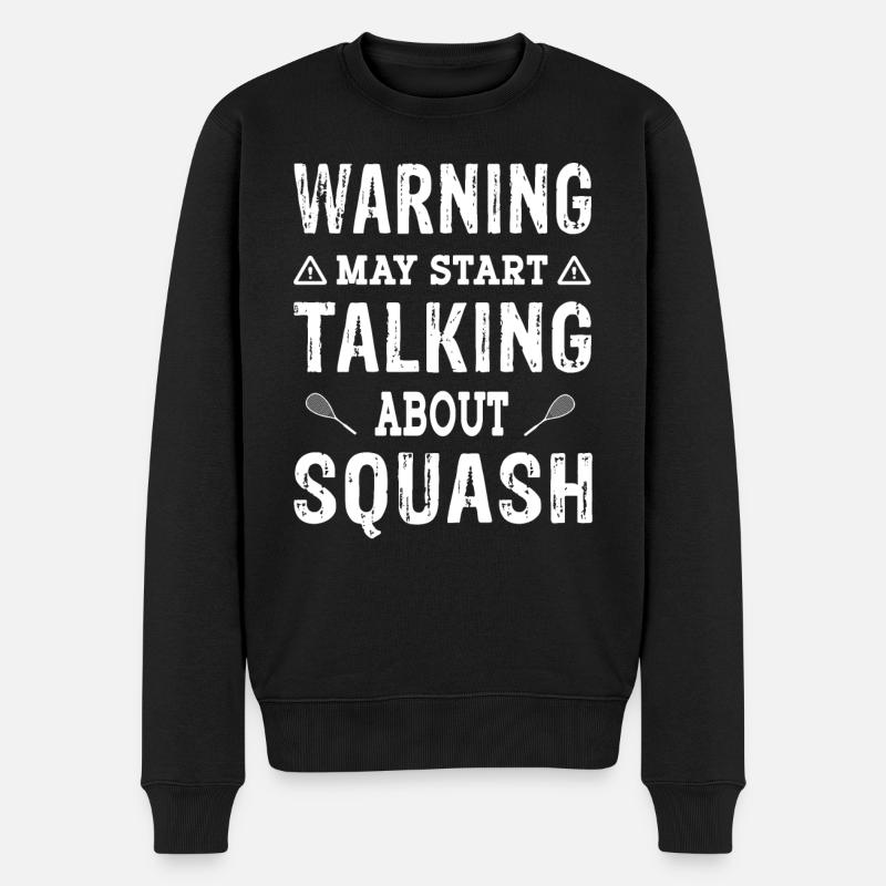 Warning may start talking about Squash Spieler - Männer Premium Bio Pullover - Schwarz