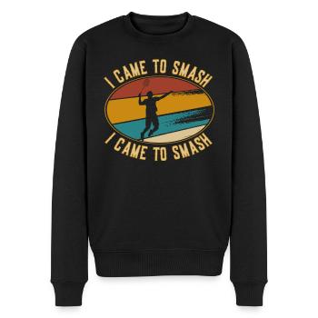 Retro I Came to Smash Badminton Player - Men's Premium Organic Jumper - black - Front - Nico (187cm)