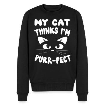 My Cat thinks Im purrfect - Cat Cats - Men's Premium Organic Jumper - black - Front - Nico (187cm)