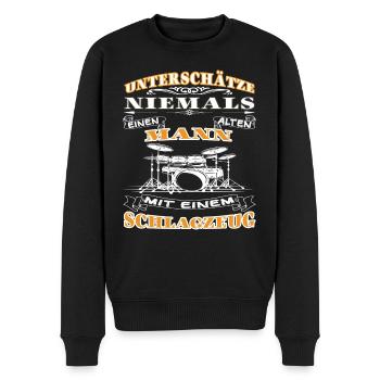 Never Underestimate an Old Man - Drums - Men's Premium Organic Jumper - black - Front - Nico (187cm)