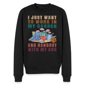I just want to work in my garden - Dog Dog - Männer Premium Bio Pullover - Schwarz - Vorne - Nico (187cm)