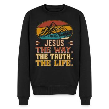 Retro Jesus the way. the truth. the life. - Men's Premium Organic Jumper - black - Front - Nico (187cm)