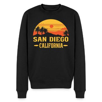 San Diego Californie Palmiers Coucher de soleil - Pull Premium bio Homme - noir - Devant - Nico (187cm)
