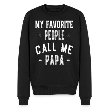 My favorite people call me Papa - Vatertag Opa - Männer Premium Bio Pullover - Schwarz - Vorne - Nico (187cm)