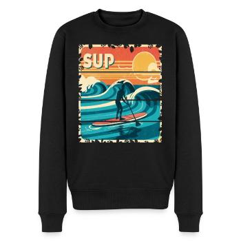 SUP 70s Retro Stand Up Paddling - Paddle Board - Men's Premium Organic Jumper - black - Front - Nico (187cm)